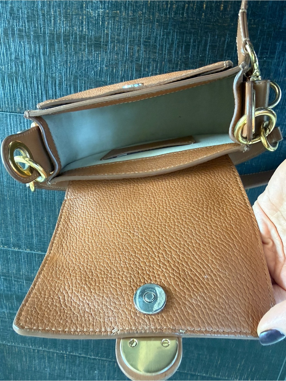 Chloe Tan Leather Tess Small Crossbody with Gold Ring - Picture 3 of 6